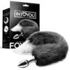 Anal Plug Black and White Foxy Tail Size M