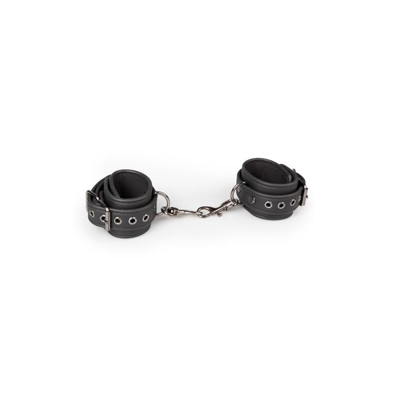 black synthetic leather handcuffs