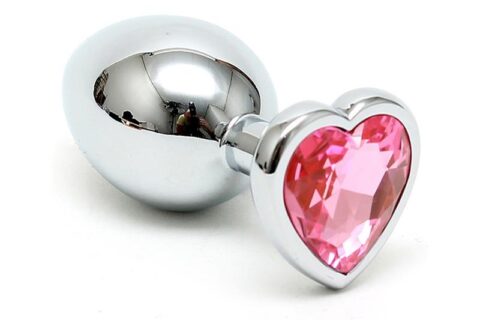 butt plug plated steel crystal heart pink