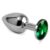 butt plug silver rosebud classic with green jewel size s