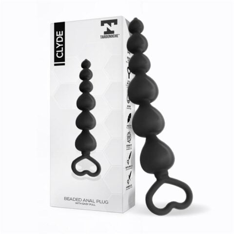 Clyde Beaded Butt Plug avec Easy Pull Ring Silicone Noir