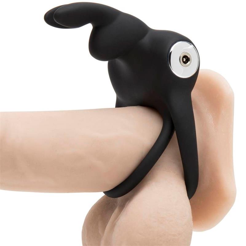 cock ring with rabbit for couples usb black 2