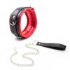 Collar With Metal Leash Padded Interior Red/Black