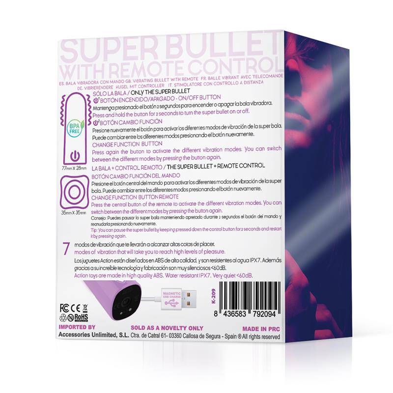 dhalia super vibrating bullet with remote control high powered usb purple 2