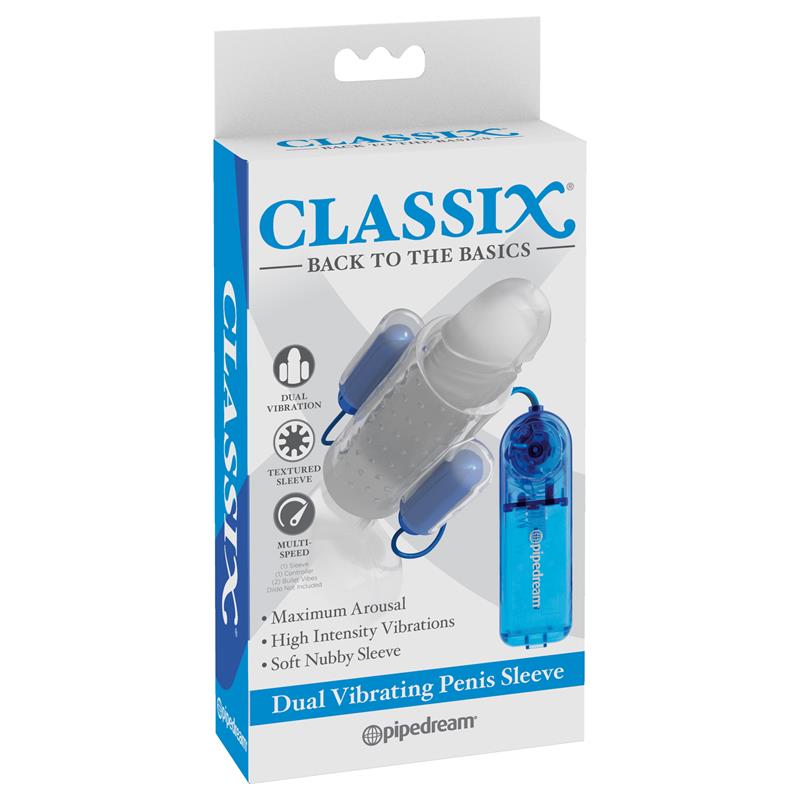 dual vibrating penis sleeve blue and clear 3