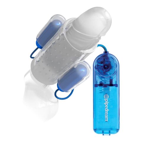 Dual Vibrating Penis Sleeve blå och klar