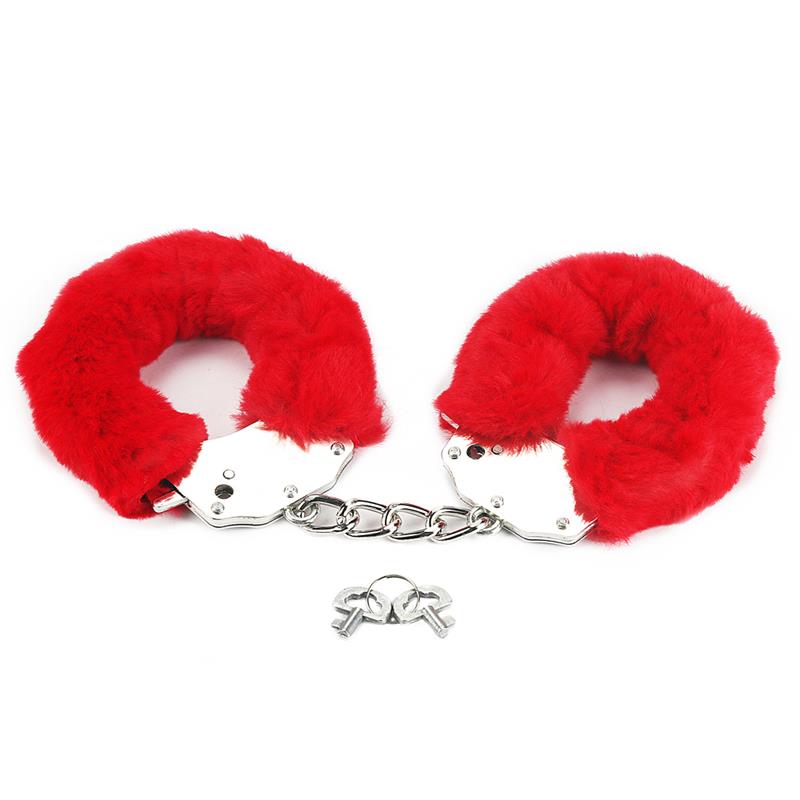 furry metal handcuffs red