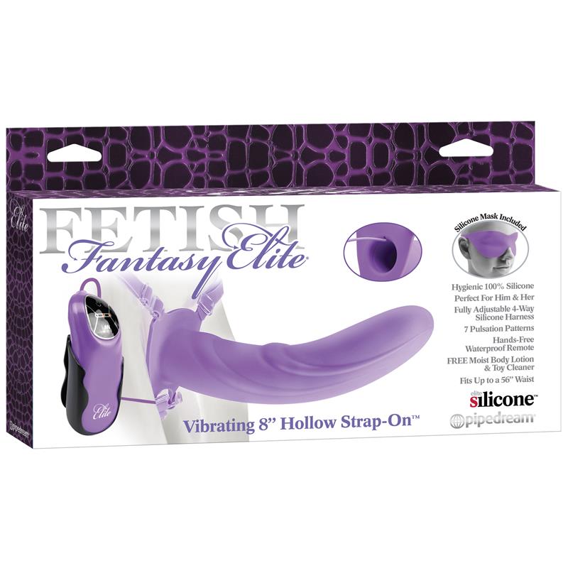 harness with hollow dildo with vibration 20 cm purple 1