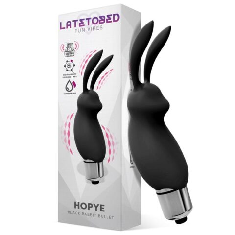 Hopye Rabbit Proiettile vibrante in silicone nero