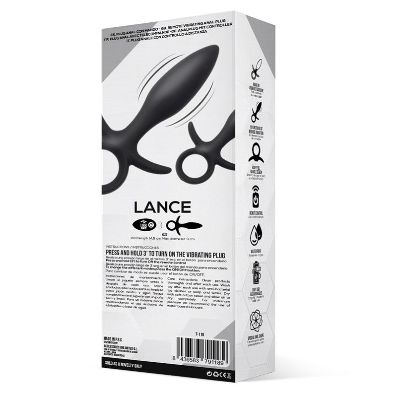 lance anal plug remote control liquified silicone usb 2