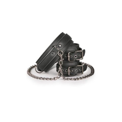 Ligatur-Set Halsband mit Handschellen Schwarz
