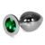 metal butt plug rosebud classic with green jewel size l