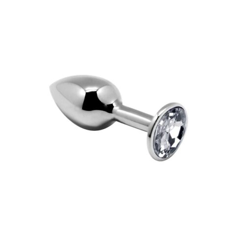 Plug anal de metal com joia branca tamanho S