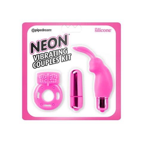 Neonowy zestaw wibracyjny dla par w kolorze różowym