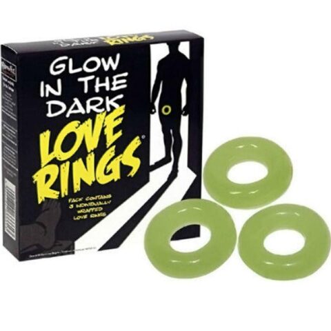 3 darabos Glow in the Dark szerelmi gyűrűt tartalmazó csomag