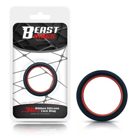 Penis Ring 100% Solid Silicone 3.6 cm Red and Black