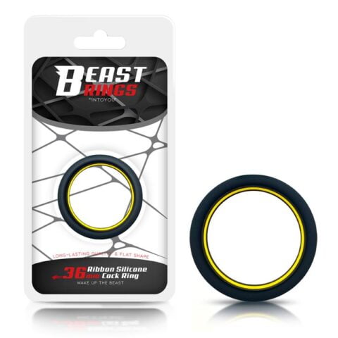 Penis Ring 100% Solid Silicone 3.6 cm Yellow and Black
