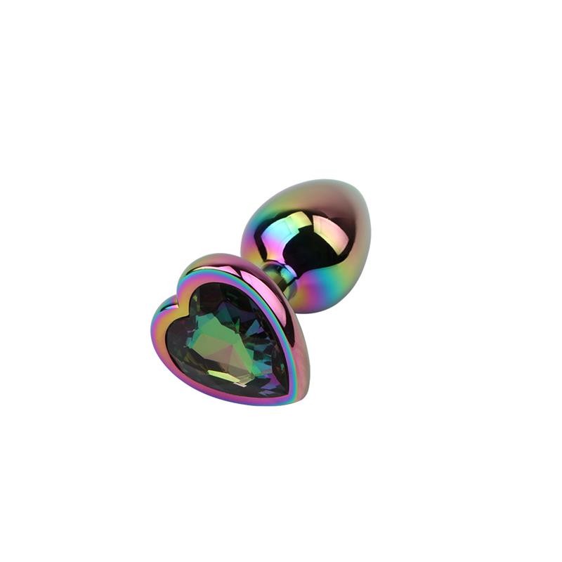 rainbow effect metal butt plug with heart jewel 27 2