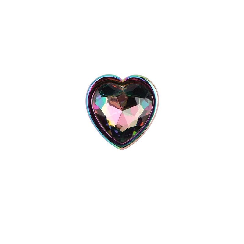 rainbow effect metal butt plug with heart jewel 27 4