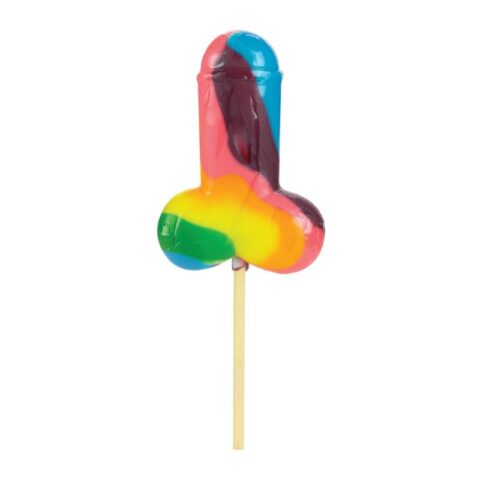 Pirulito em forma de pênis de arco-íris