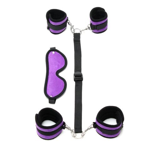 Hand to Ankle Cuffs with Mask Adjustable Purple