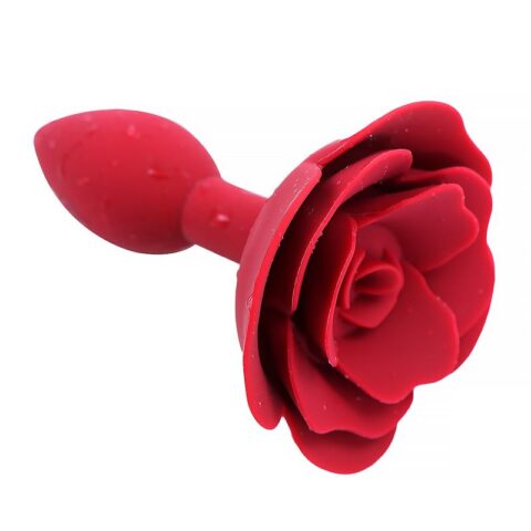 Różowa silikonowa zatyczka analna czerwona