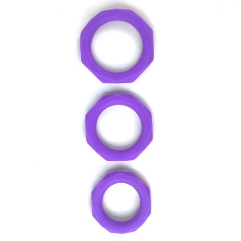 Set of 3 penis rings Silicone Purple