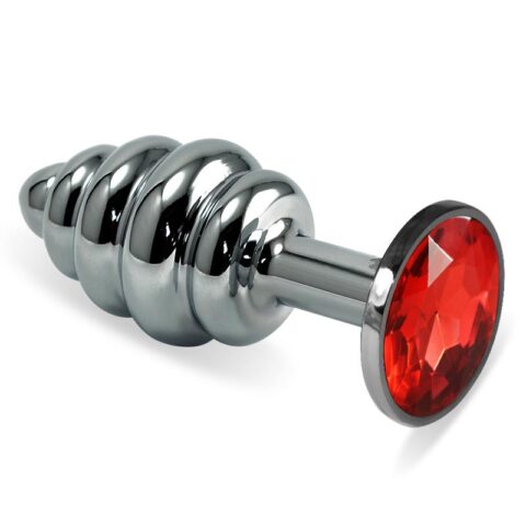 Spiral Butt Plug Rosebud with Red Jewel