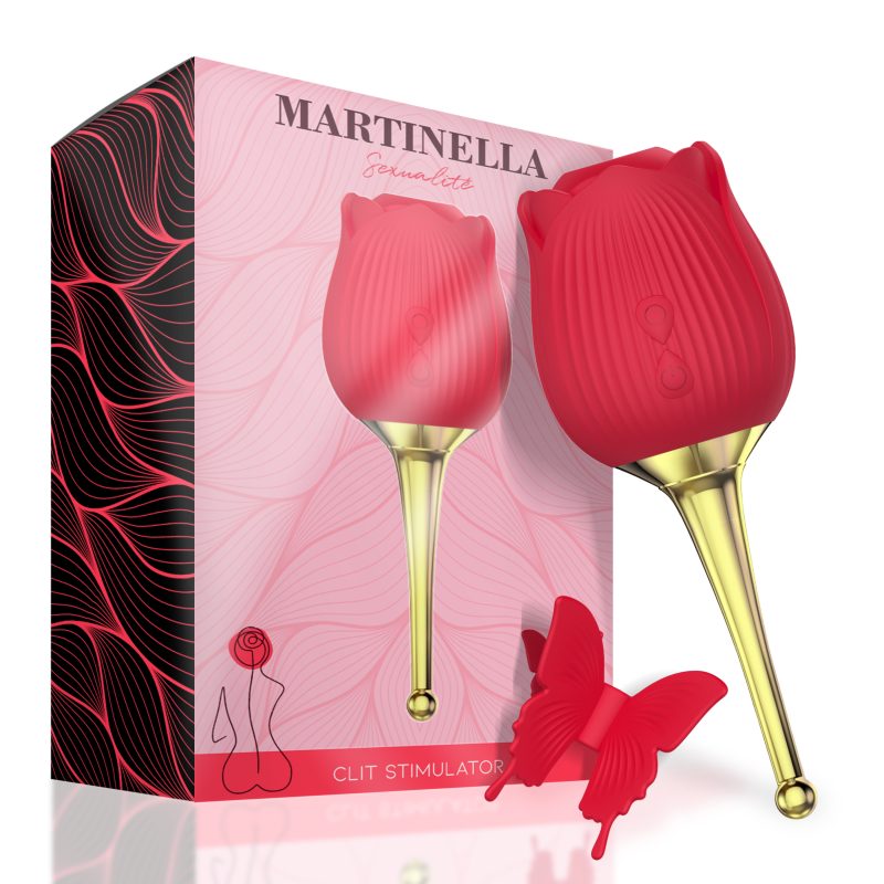 martinella clitorisstimulator met puntvibrator heet rood 1 geschubd