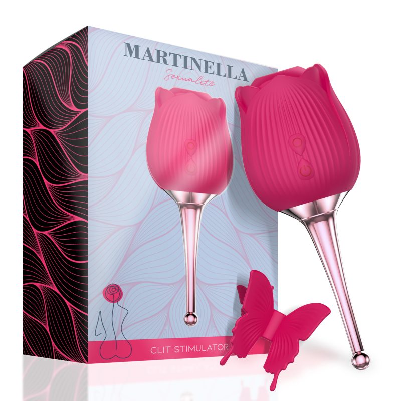 estimulador de clitóris martinella com vibrador de ponta rosa ouro rosa 1 escala