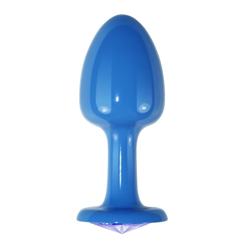 metal butt plug blue rosebud with blue jewel 1