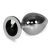 metal butt plug rosebud classic with black jewel size l