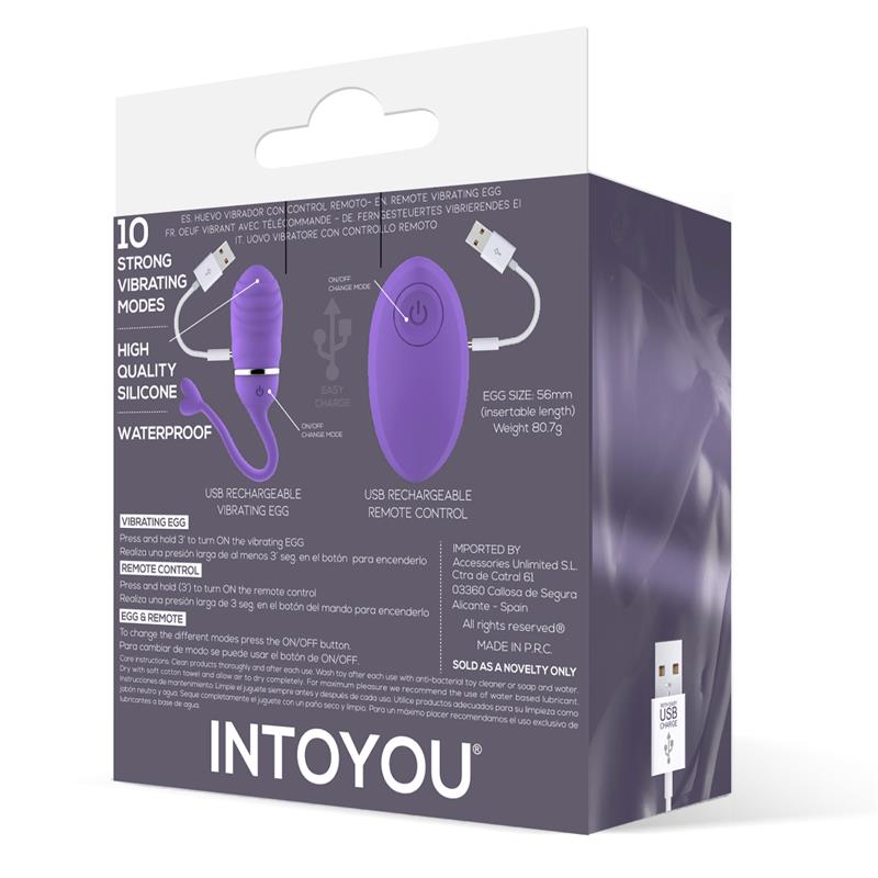 vibrating egg with remote control odise usb silicone purple 2