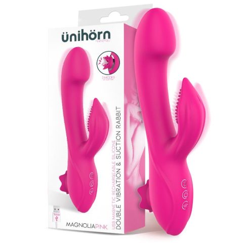 Magnoliapink 3 in 1 Vibe with Clitoris Sucker and Rabbit USB Silicone
