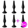 Pack 5+1 Trophy Anal Plug 15 cm. Silicone Black