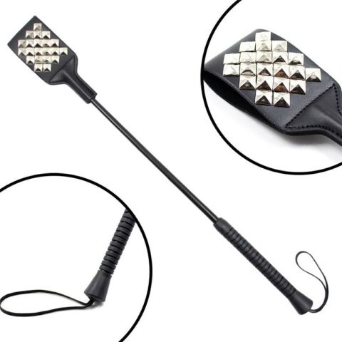 Square riding crop with silver studs 53 cm