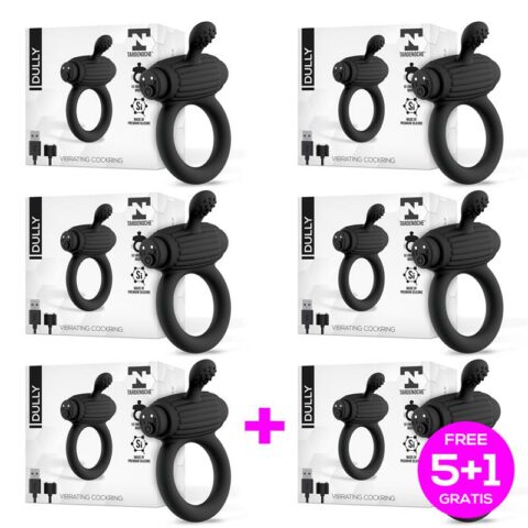 Pack 5+1 Dully Vibrating Penis Ring Magnetic USB Silicone