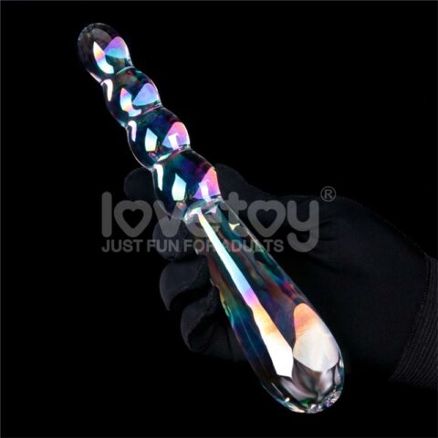 Glow in the Dark Glass Dildo Twilight Gleam Rising Ripples