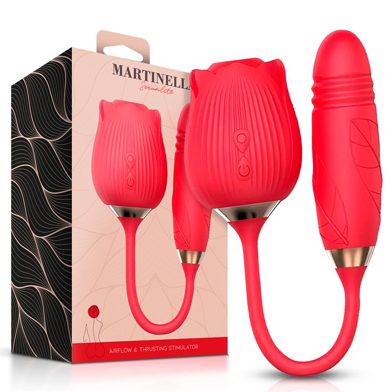 Stimolatore a rosa Airflow con ovetto a spinta USB Airflow Rose and Thrusting Stimulator Egg USB