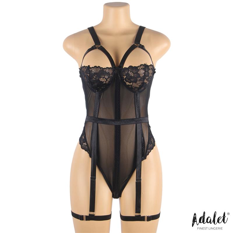 Ariana Teddy with Garter Belt and Leg Rings Black Ariana Teddy with Garter Belt and Leg Rings Black - Image 4