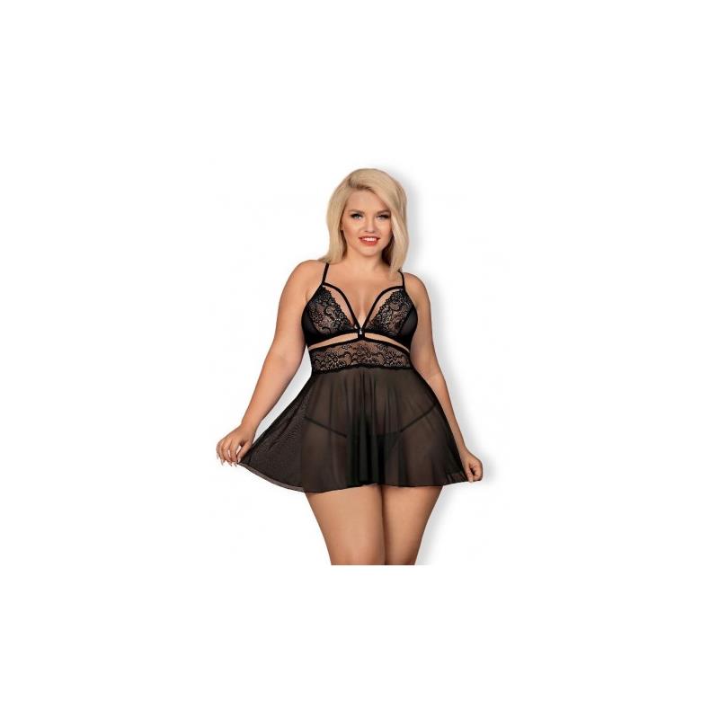 Completo babydoll e perizoma nero Completo babydoll e perizoma nero - immagine 2