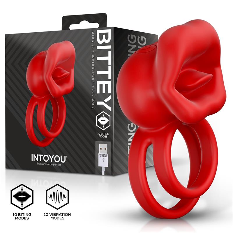 Anello per pene Bittey con vibrazione e morso Bittey Cock Ring with Vibration and Biting