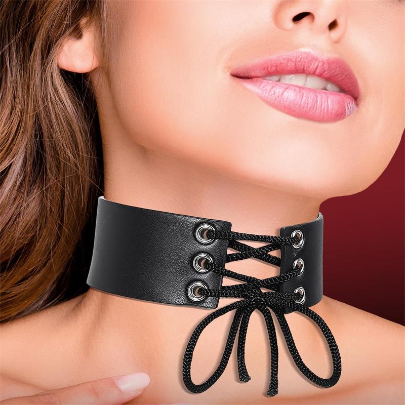 Collar with Lace Vegan Leather One Size Collar with Lace Vegan Leather One Size - Image 2