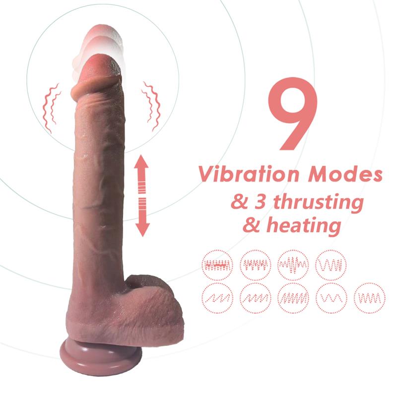 Dildo with Vibration, Thrusting and heating 28 cm Dildo with Vibration, Thrusting and heating 28 cm - immagine 5