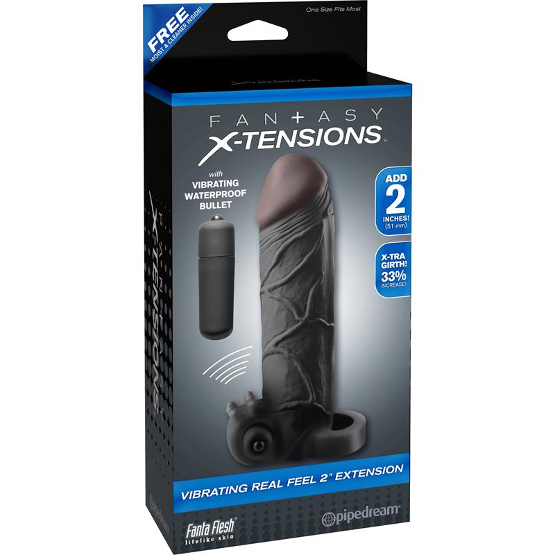 Fantasy X-tensions Vibrating Real Feel Extension 5,1 cm - Black Fantasy X-tensions Vibrating Real Feel Extension 5,1 cm - Black - Image 4