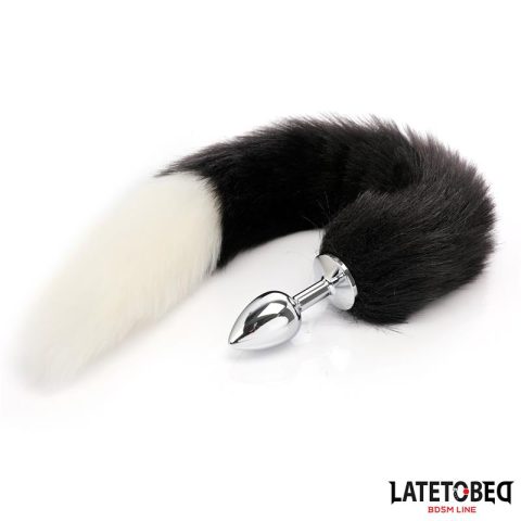 Fox Tail Anal Plug Black and White 40 cm