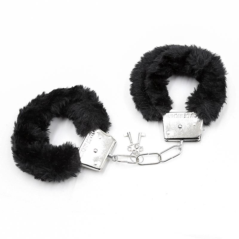 Furry Metal Handcuffs Black Furry Metal Handcuffs Black - immagine 3