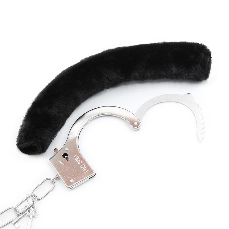 Furry Metal Handcuffs Black Furry Metal Handcuffs Black - immagine 6