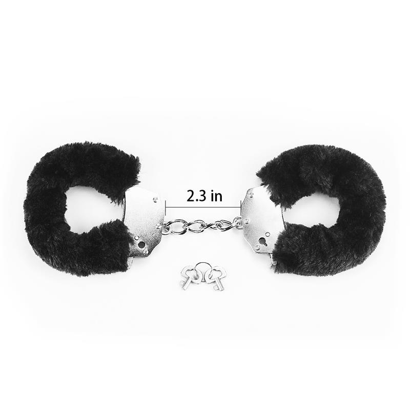 Furry Metal Handcuffs Black Furry Metal Handcuffs Black - immagine 2
