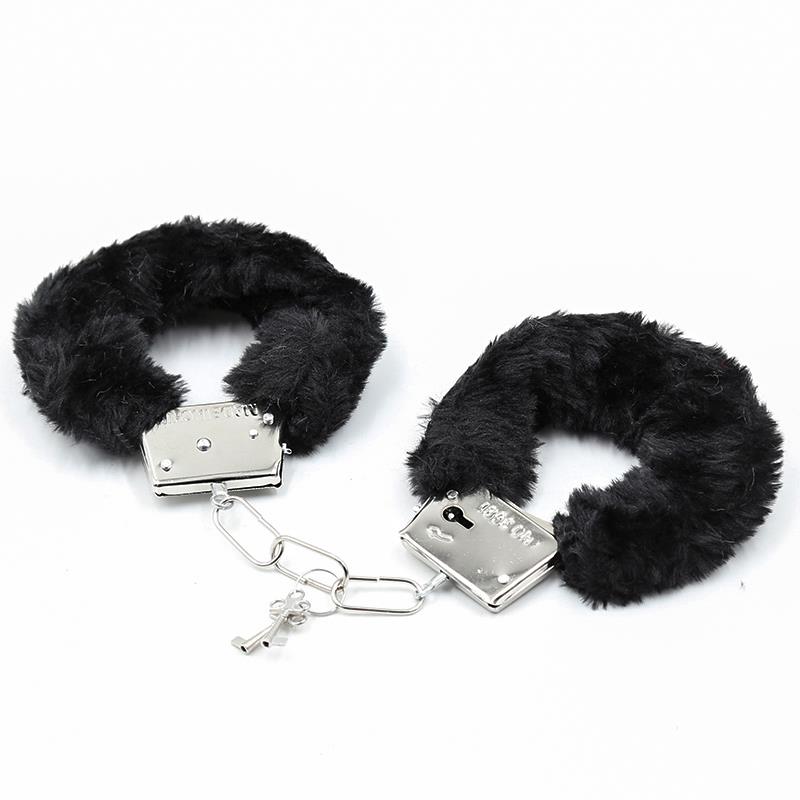 Furry Metal Handcuffs Black Furry Metal Handcuffs Black